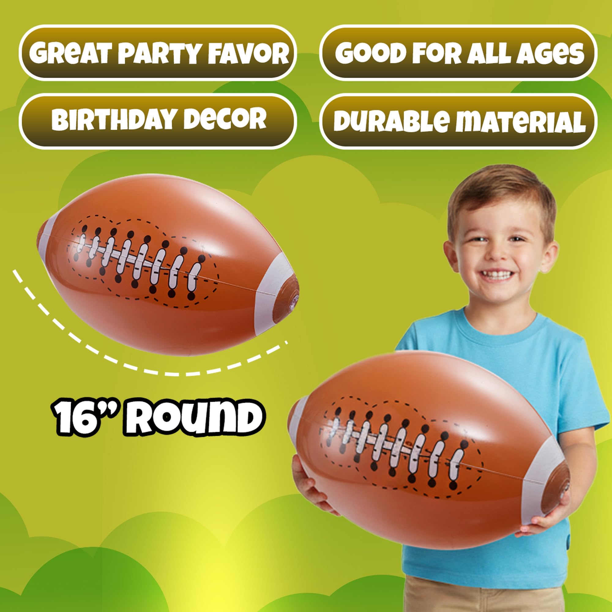 KiddieLoot poolside fun with 16-inch football beach balls for summer water play.