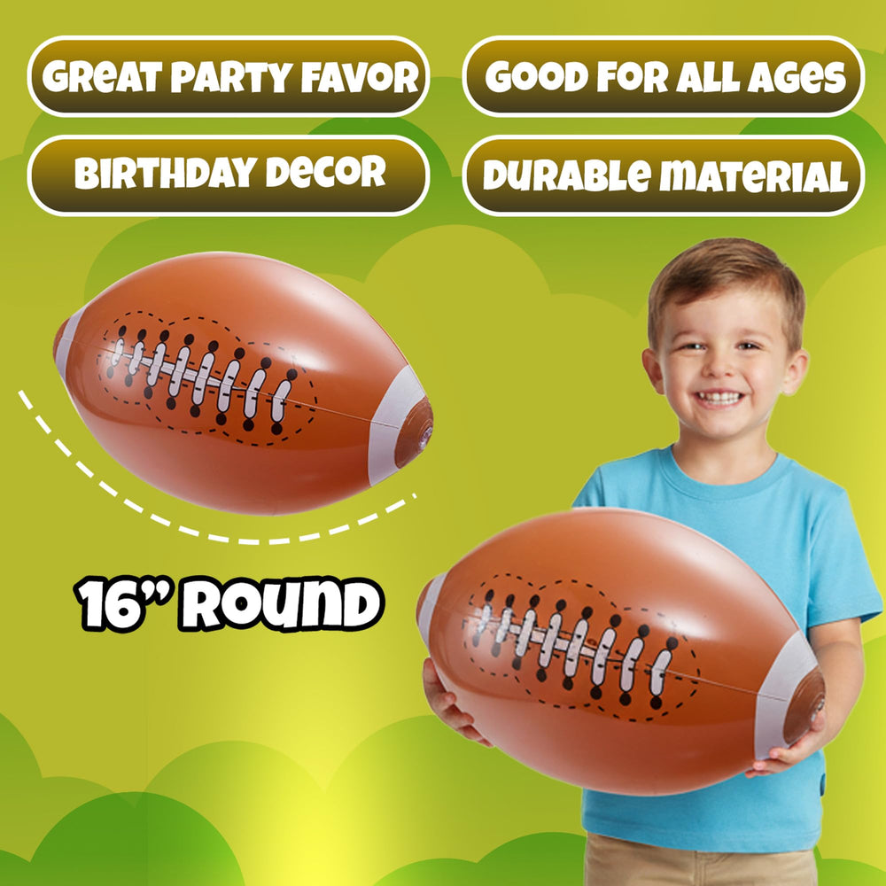 KiddieLoot poolside fun with 16-inch football beach balls for summer water play.