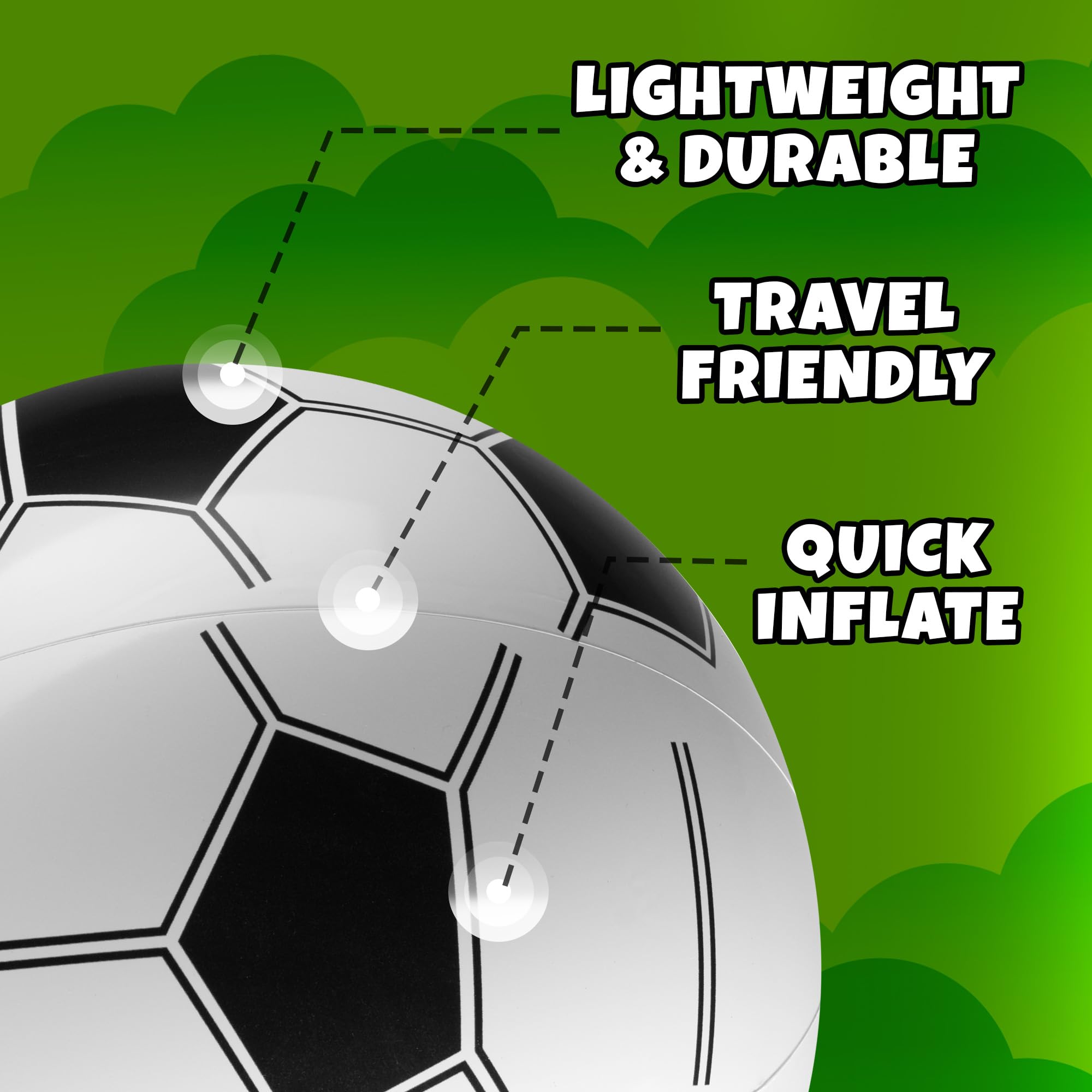 Reinforced seams help air stay longer on KiddieLoot soccer ball.