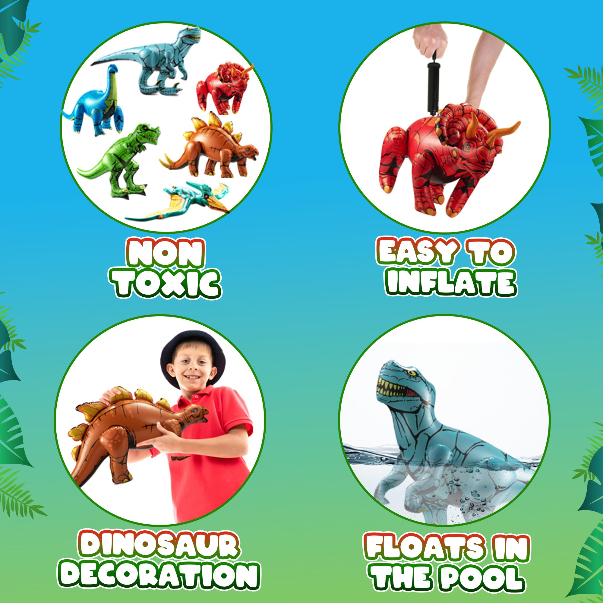 KiddieLoot Triceratops inflatable figure makes backyard events more lively.