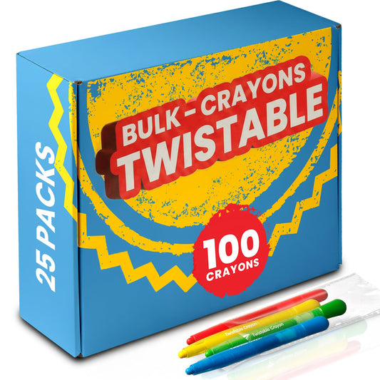 KiddieLoot twistable crayons bulk 100-pack offers mess-free coloring for classrooms
