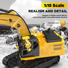 KIDDITOY water spray feature for dynamic, spray-filled excavation scene.