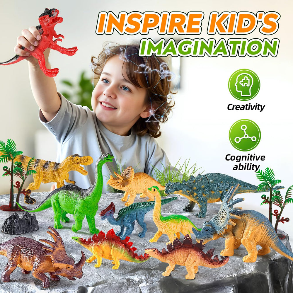 Kiddiworld dinosaur-play-diorama-with-kid promotes cooperative play and easy storage