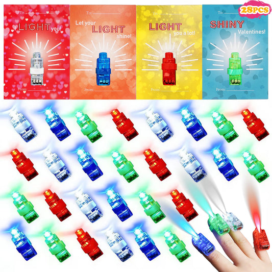 Kiddokids Valentine finger-light cards illuminate classroom exchanges.
