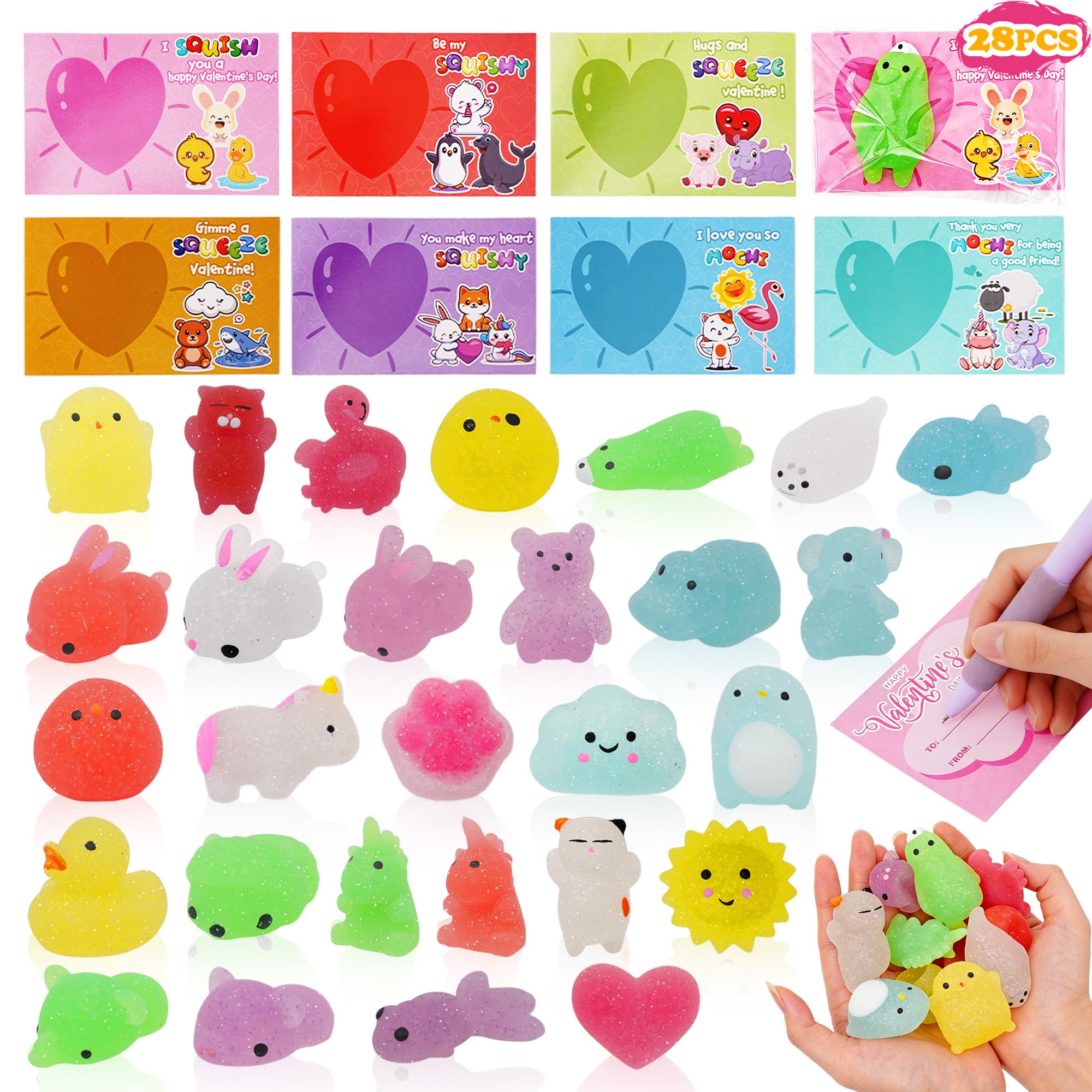 KIDDOKIDS Valentine mochi squishy animal for classroom fun and stress relief.