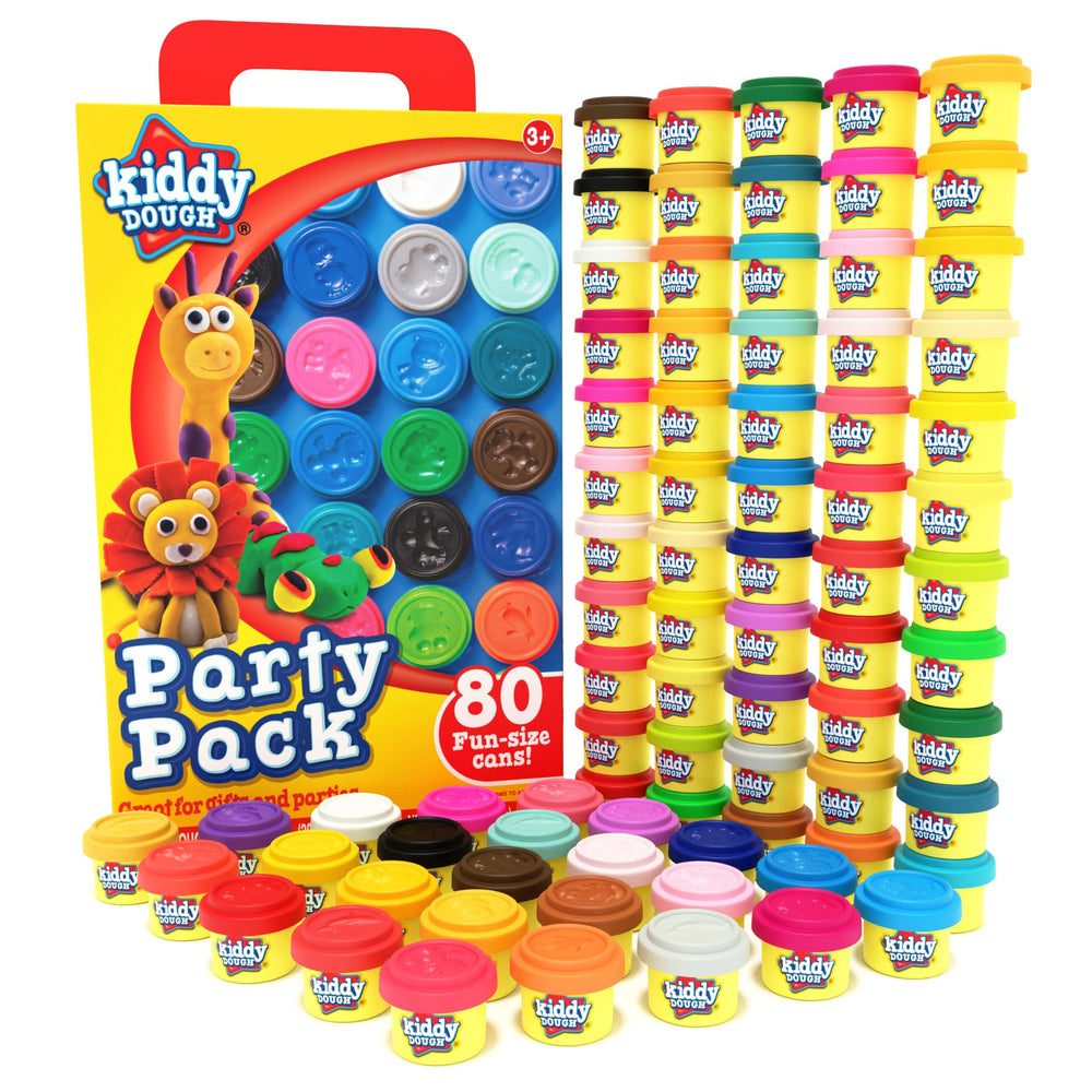 Kiddy Dough Party Pack: eighty containers ready for creative play and party fun.