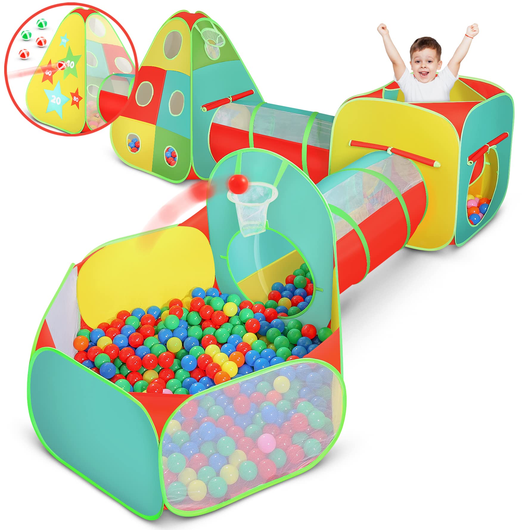 Kiddzery 5pc play tent ball pit engaging toddlers in imaginative, active play
