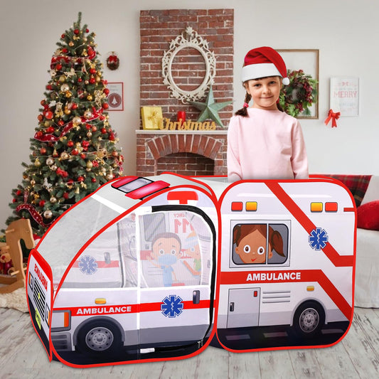 Kiddzery ambulance pop-up tent - interior view, roomy enough for two kids