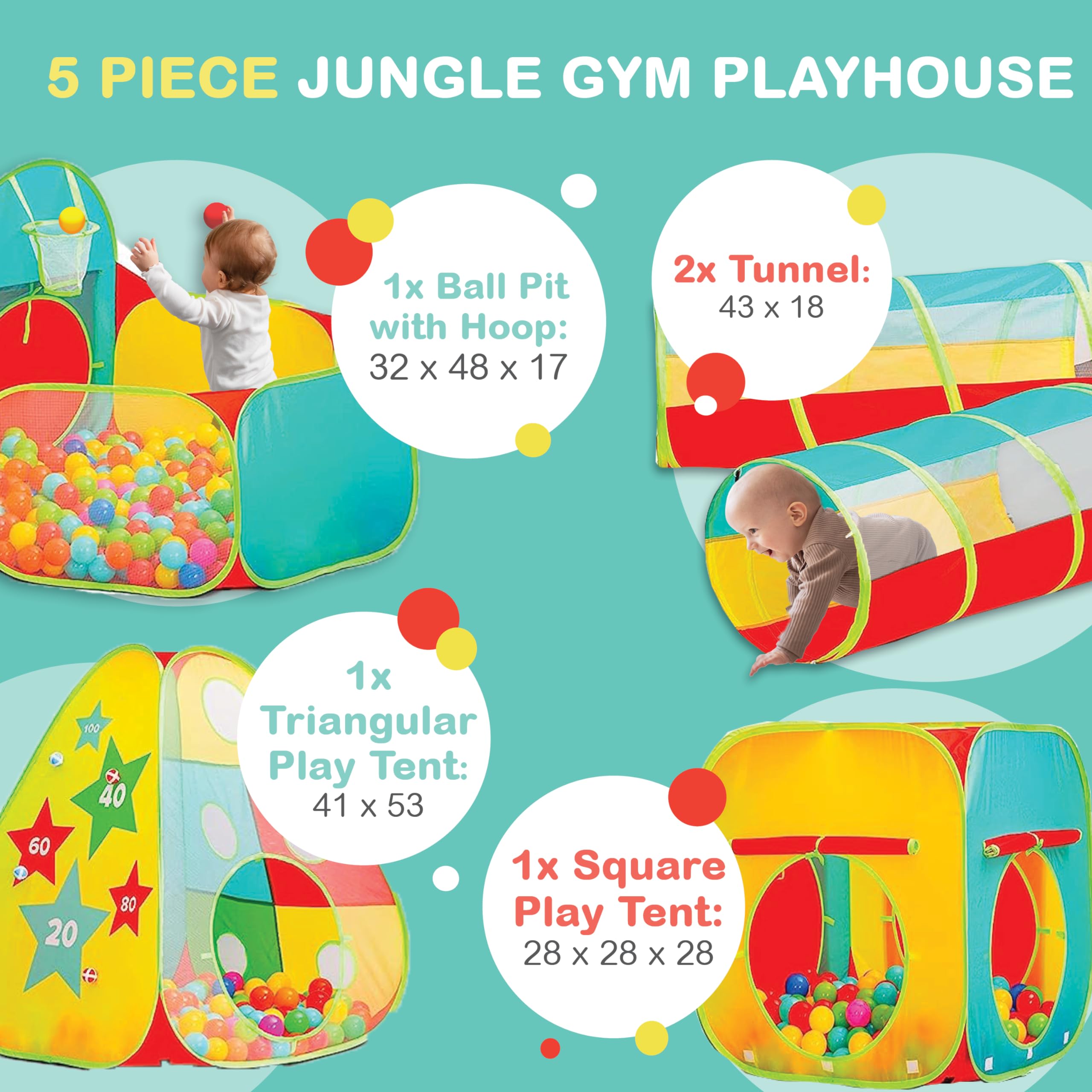 Kiddzery includes durable dart balls for interactive ball pit play