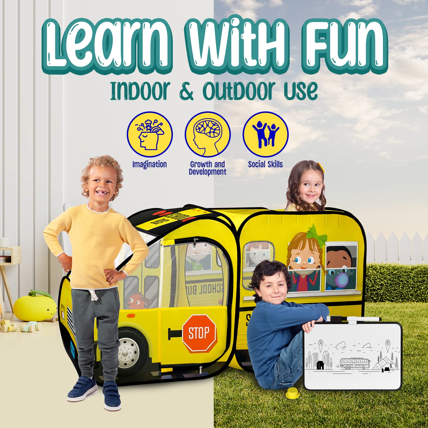 Kiddzery indoor-outdoor tent creates cozy pretend-play corners at home or daycare.