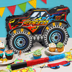 KiDEPOCH Pinata Car dimensions illustration helps plan space for a fun birthday activity