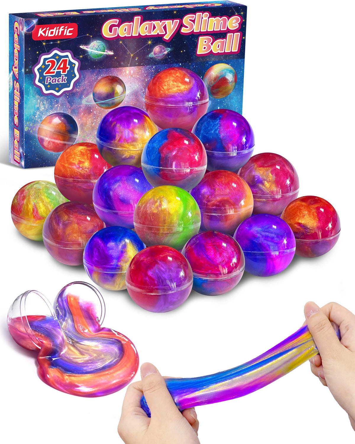 Kidific Galaxy Slime Ball closeup highlighting shimmering texture for imaginative play