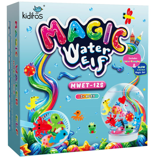 Kiditos Magic Water Elf Kit bottle and gels for tactile play.