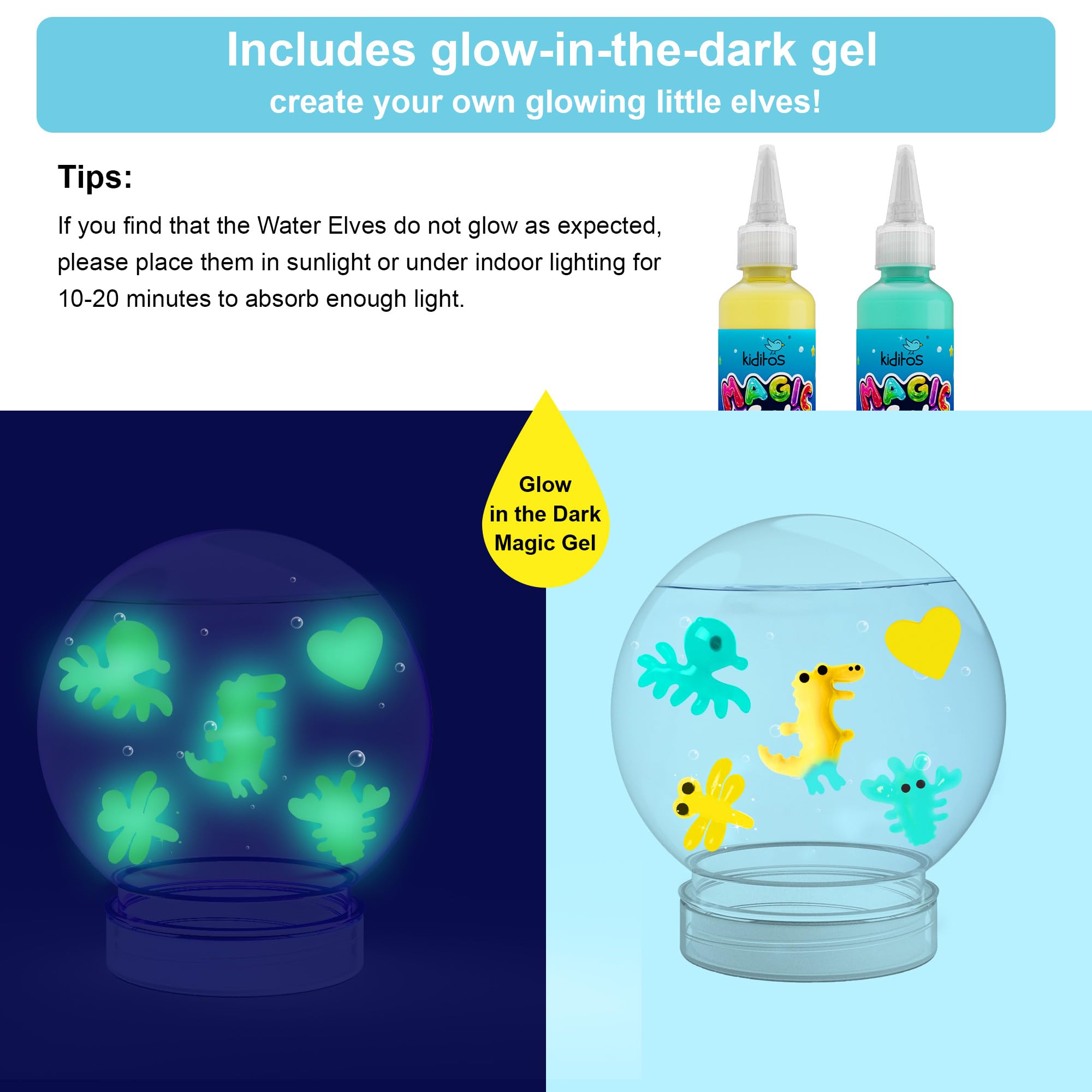 Kiditos color-changing gels reveal surprises during play.