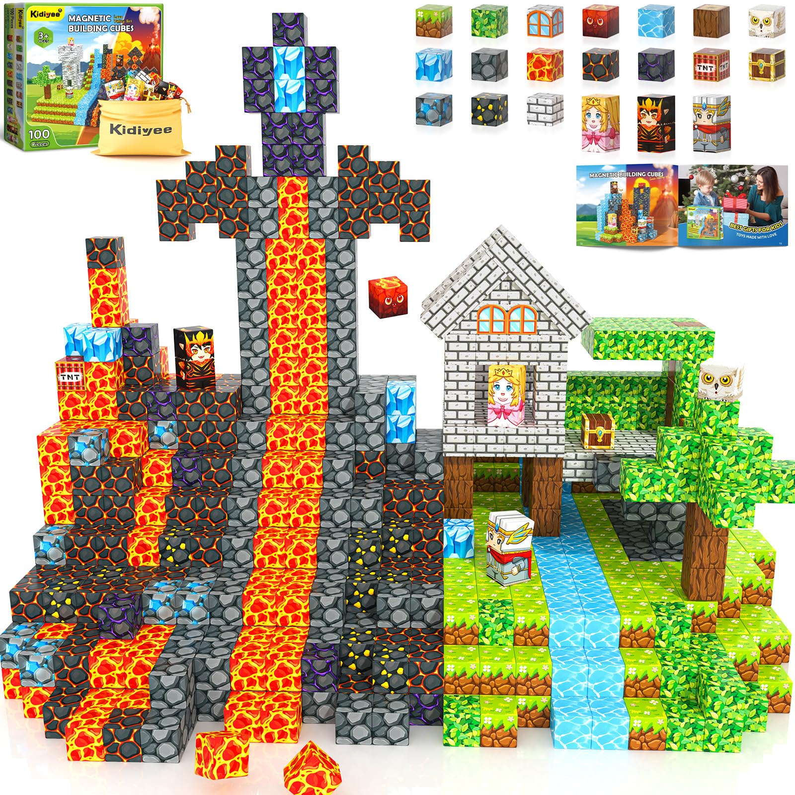 Kidiyee magnetic blocks forest castle for imaginative play and fine motor skills.