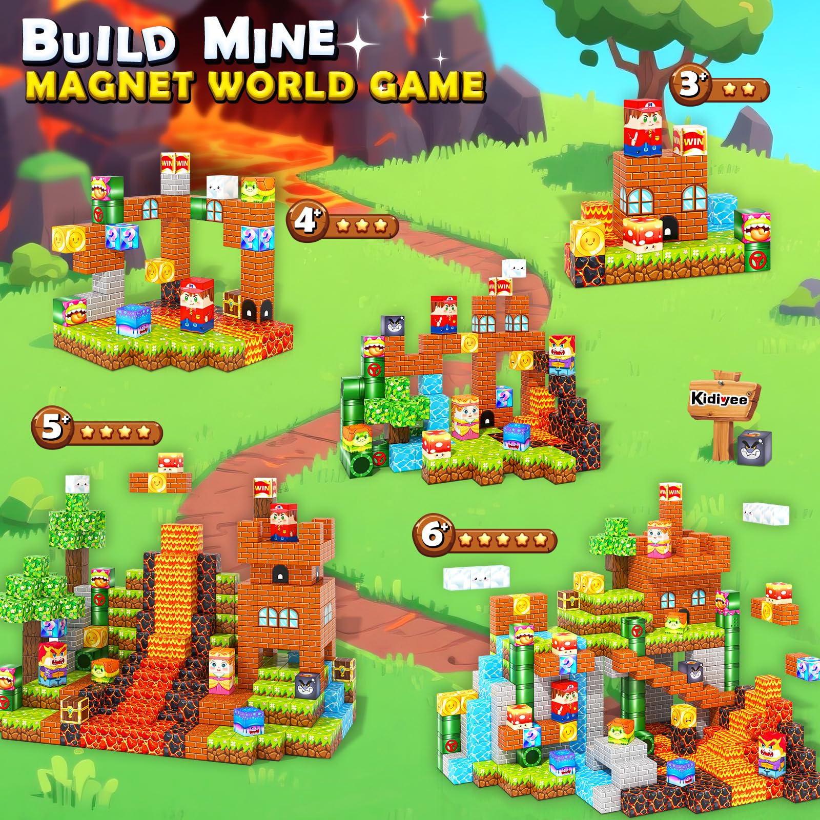 Kidiyee Magnetic Blocks kids building: children collaborate to create and share building ideas.