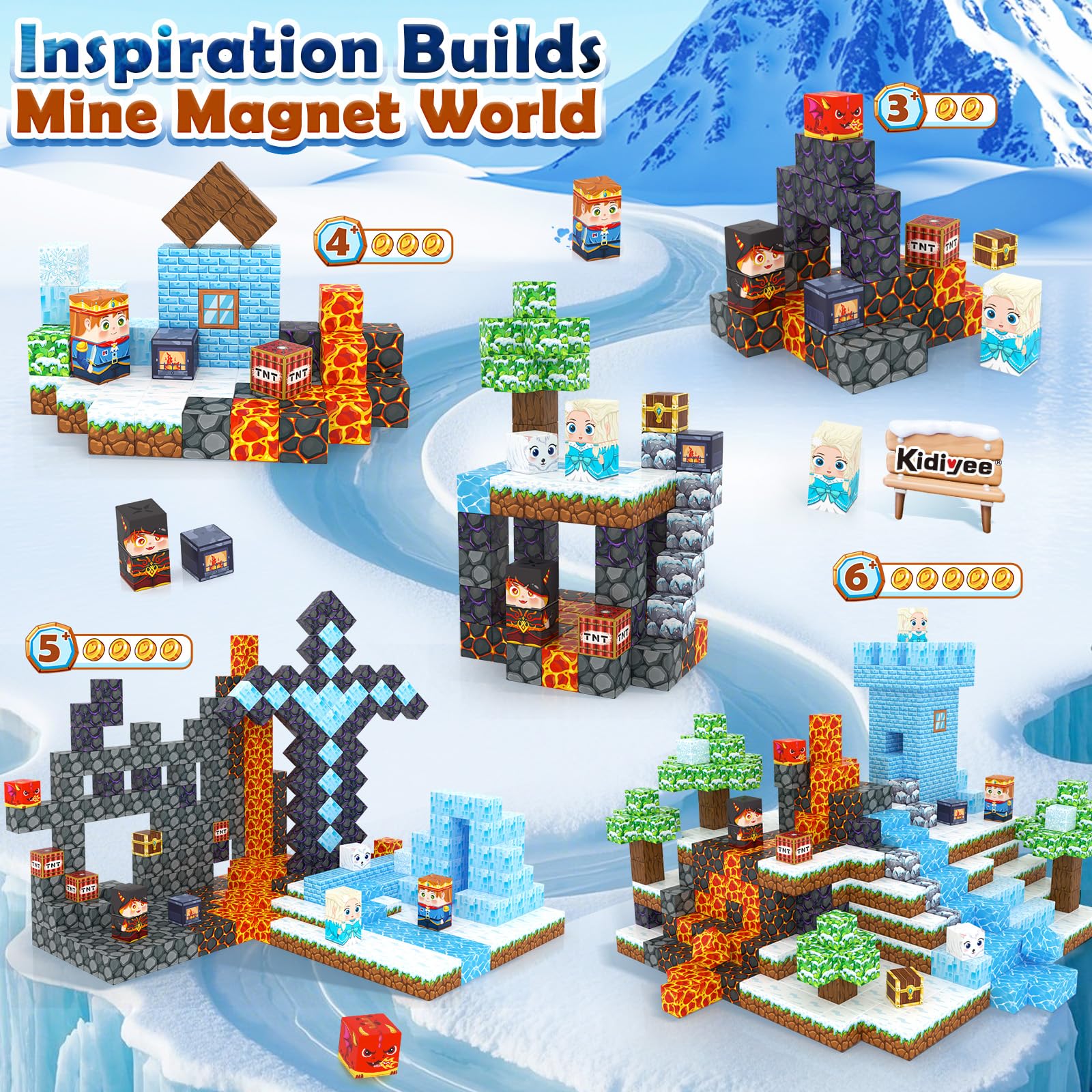 Kidiyee lava-world dragon scene demonstrates dynamic storytelling with magnets