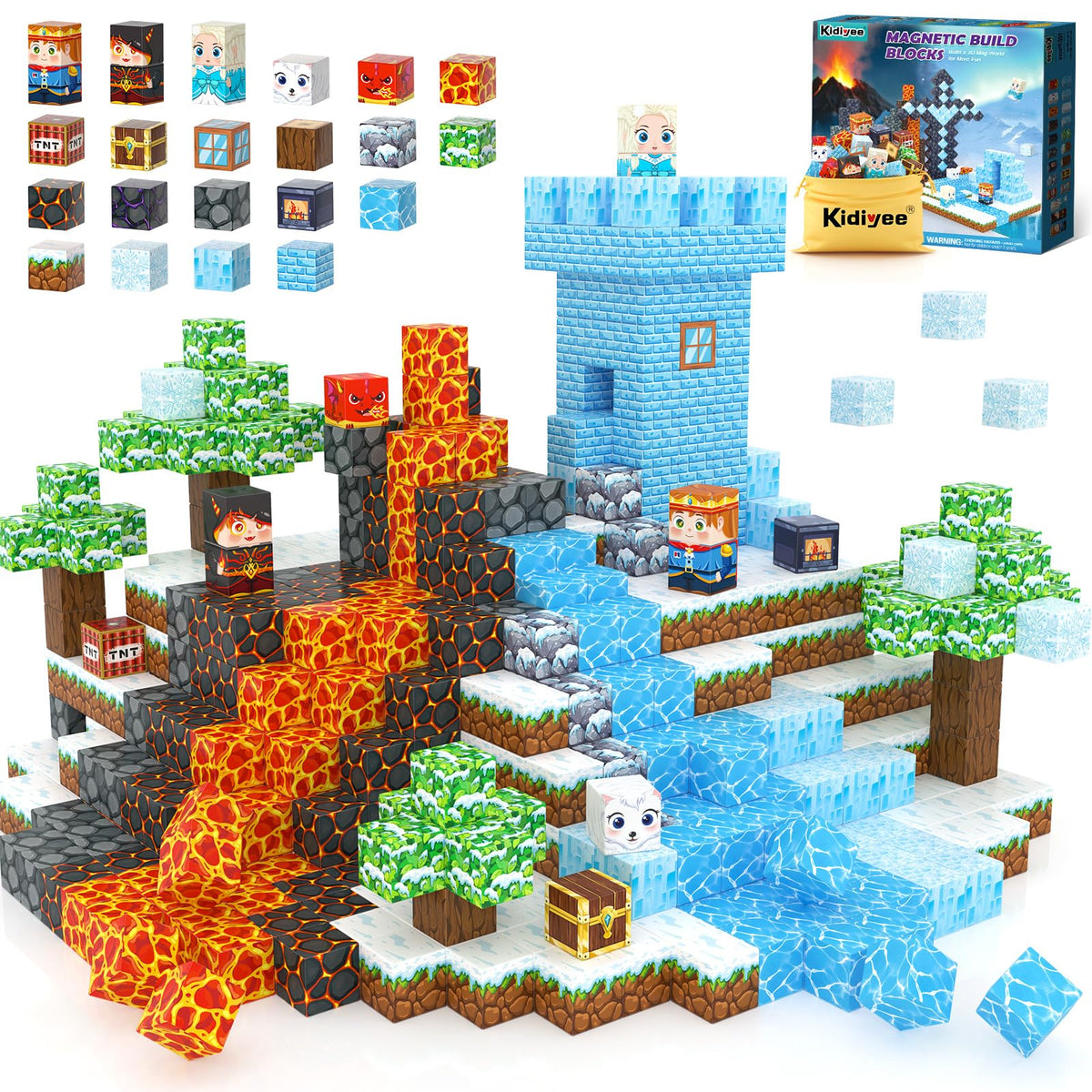 Kidiyee magnetic blocks table setup showcasing vibrant pieces for creative play
