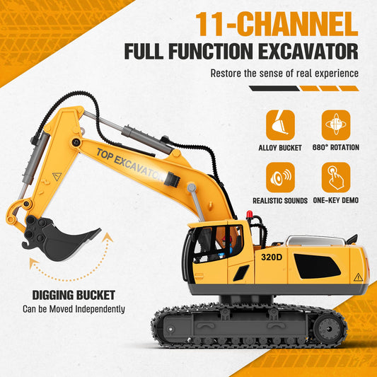 KIDMARKT Excavator with lights creates immersive nighttime digging play.