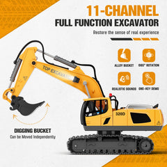 KIDMARKT Excavator with lights creates immersive nighttime digging play.