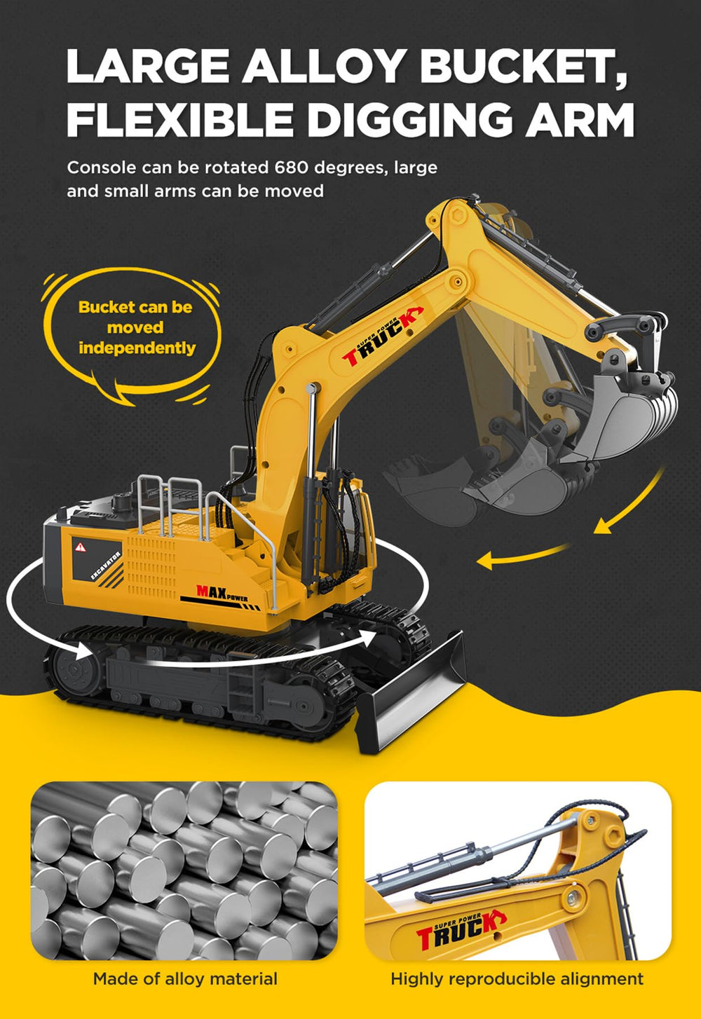 KIDMARKT RC excavator sprays water for splash play