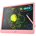 Kidopire 15-inch LCD writing tablet pink front showing spacious drawing area.