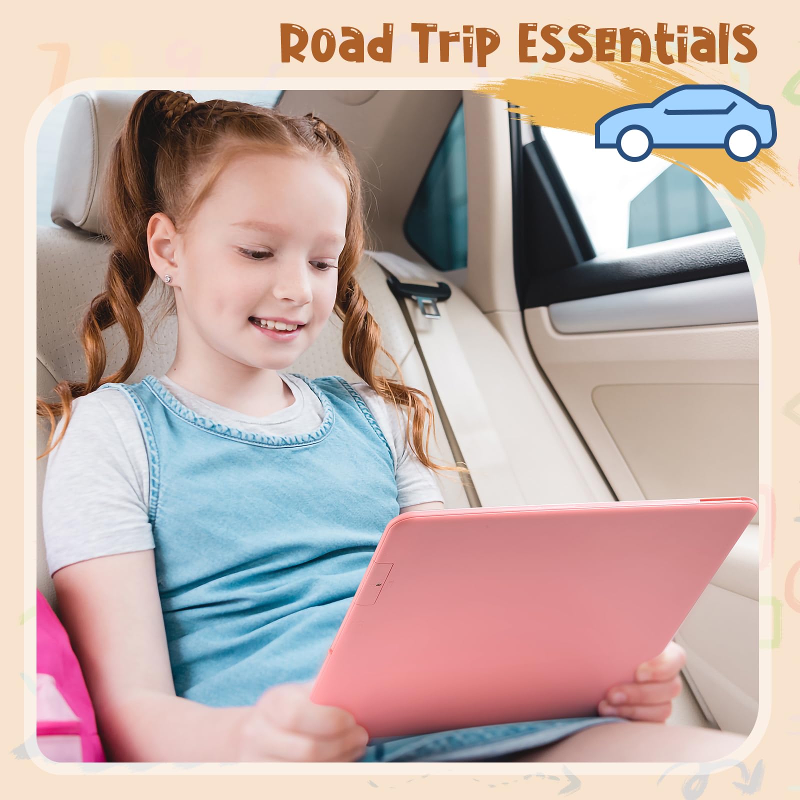 Kidopire pink travel-friendly drawing board for car journeys.