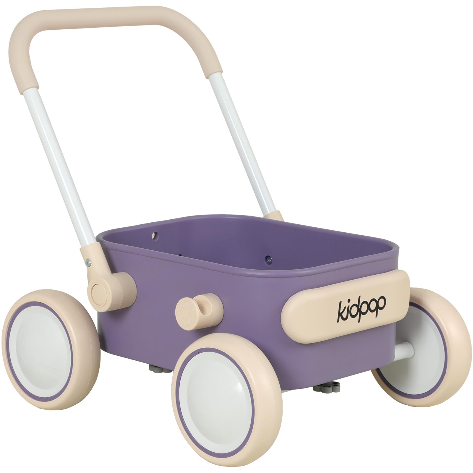 Kidpop PULA push wagon side view highlights a sturdy, safe design for toddlers.