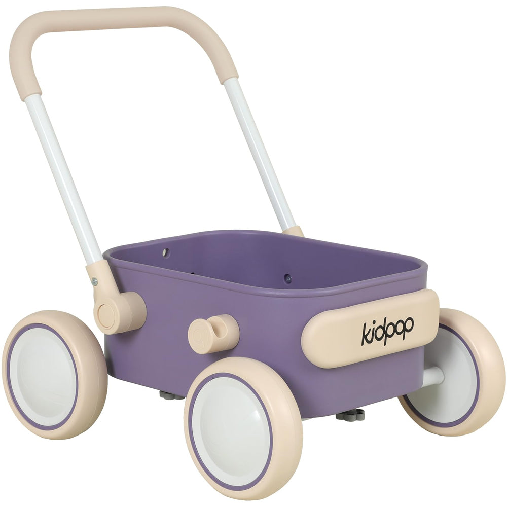 Kidpop PULA push wagon side view highlights a sturdy, safe design for toddlers.