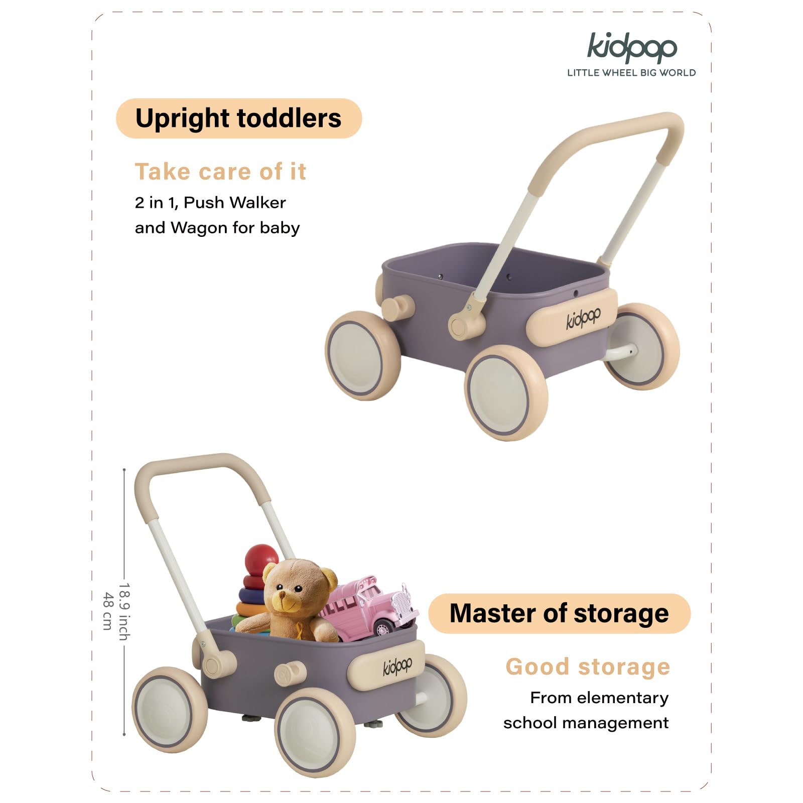 Kidpop PULA wagon interior area shows space for toys and small items during play.