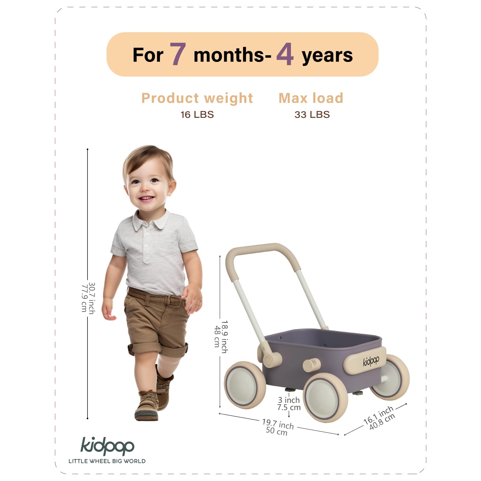 Kidpop PULA walker for outdoor play supporting early steps and exploration.
