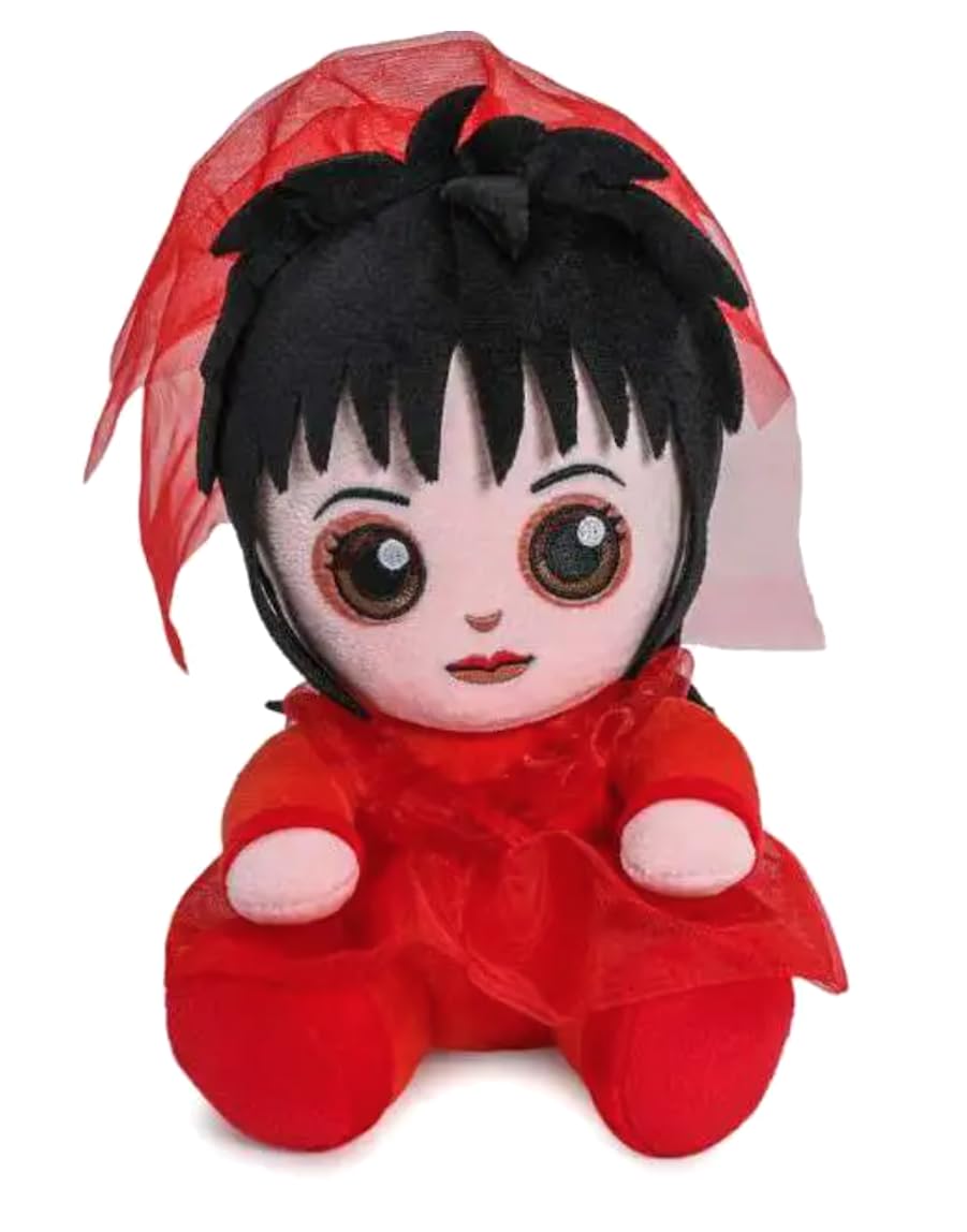 Kidrobot Beetlejuice Lydia Deetz red wedding dress plush, collectible display and cuddle buddy.