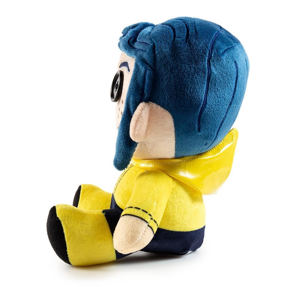 Kidrobot Coraline button eyes detail adds iconic charm and collectability.