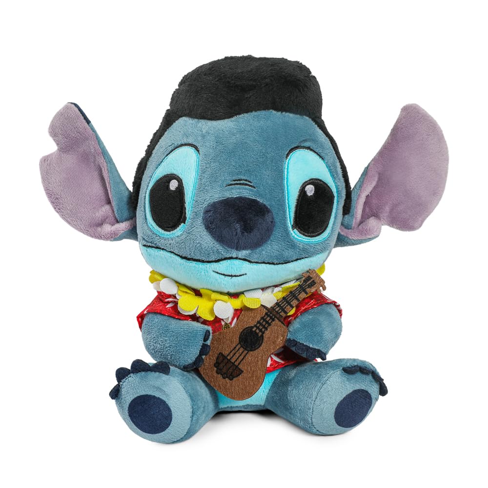 Kidrobot Disney Lilo and Stitch Elvis blue Hawaii full view plush, collectible and soft
