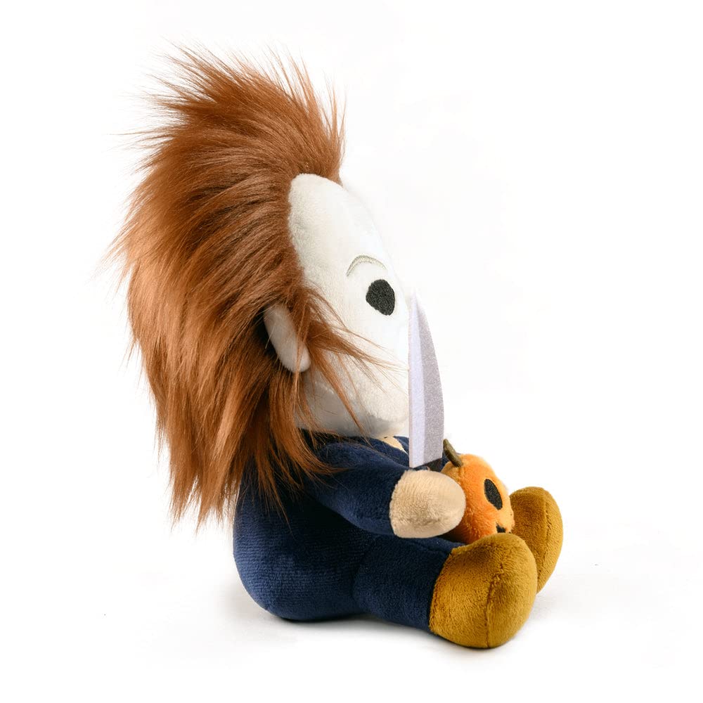Kidrobot Michael Myers Plush pumpkin detail—iconic prop vibes for themed rooms