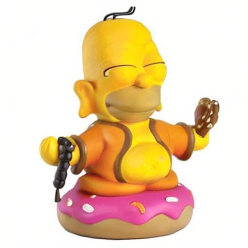 Kidrobot Simpsons Homer Buddha mini figure with accessories ideal for shelf styling.