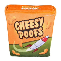 Cheesy Poofs plush set on shelf shows vibrant colors and collectability