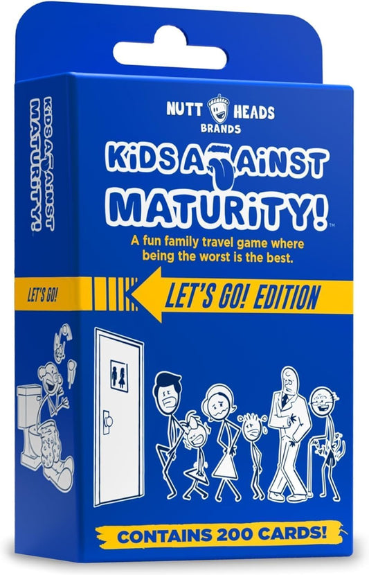 Kids Against Maturity box cover inviting family game night fun