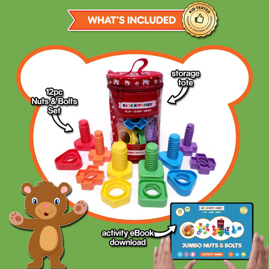 Kids Korner Jumbo Nuts and Bolts color-shape matching encourages cognitive development