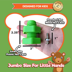 Kids Korner Jumbo Nuts and Bolts self-correcting design supports independent problem solving