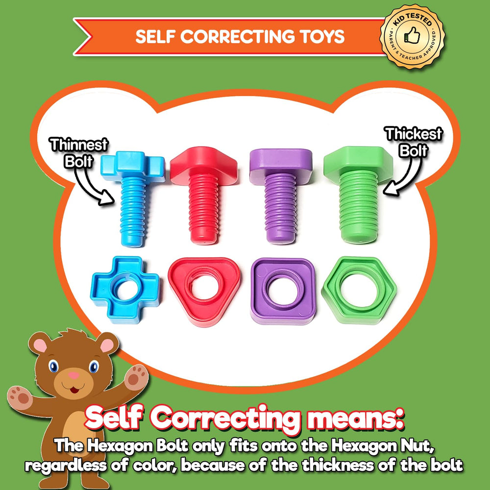 Kids Korner Jumbo Nuts and Bolts sorting and matching for color and shape