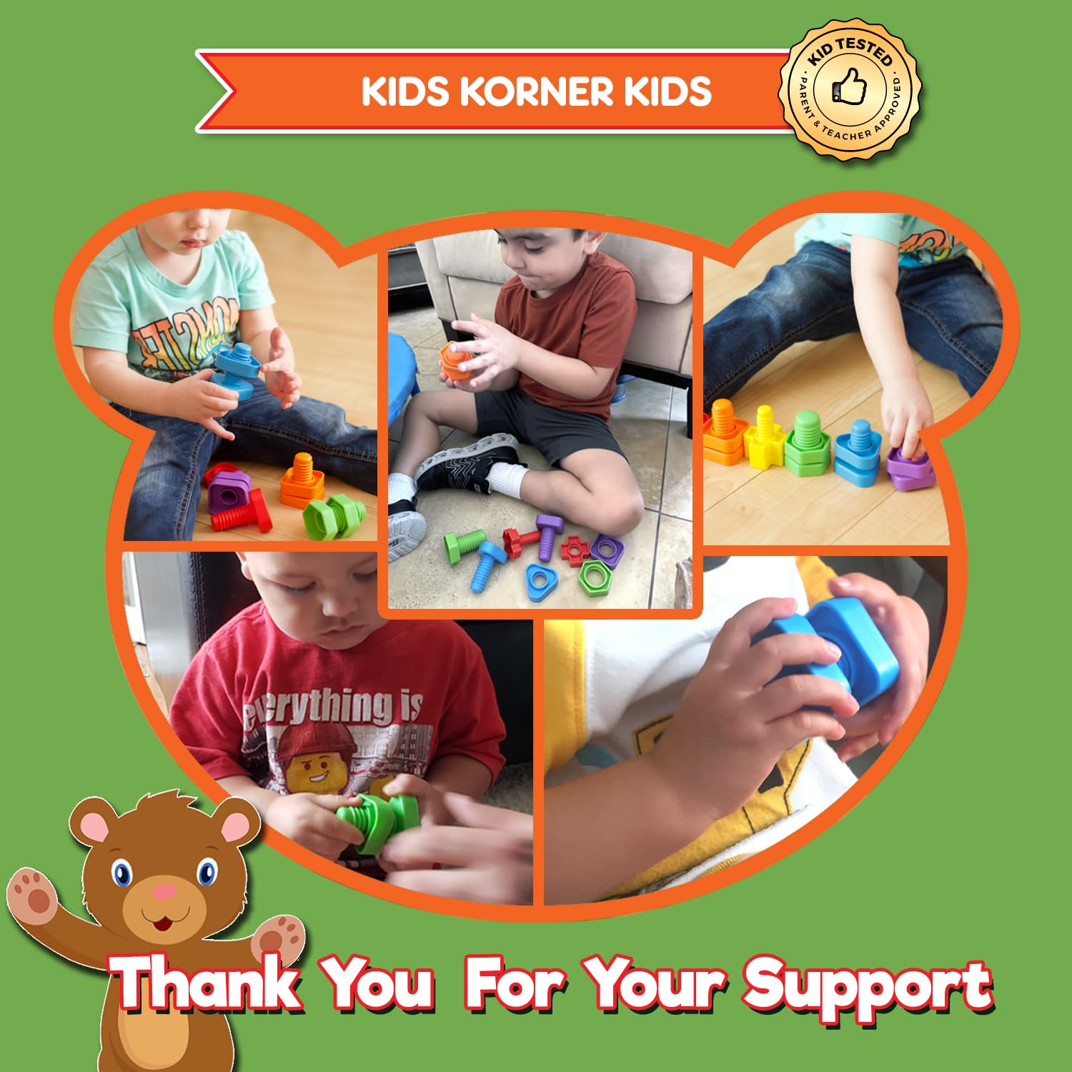Kids Korner Jumbo Nuts and Bolts portable travel toy for car trips