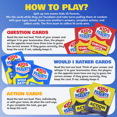 Kids VS Parents box and cards spread, ready for quick, accessible fun.
