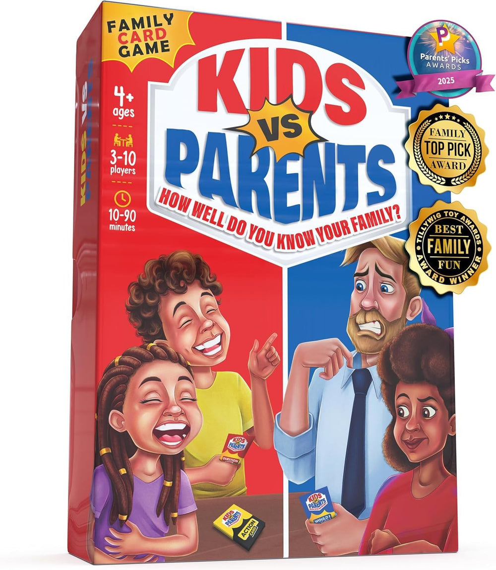 Kids VS Parents cover art hints at a lively family game night bonding.