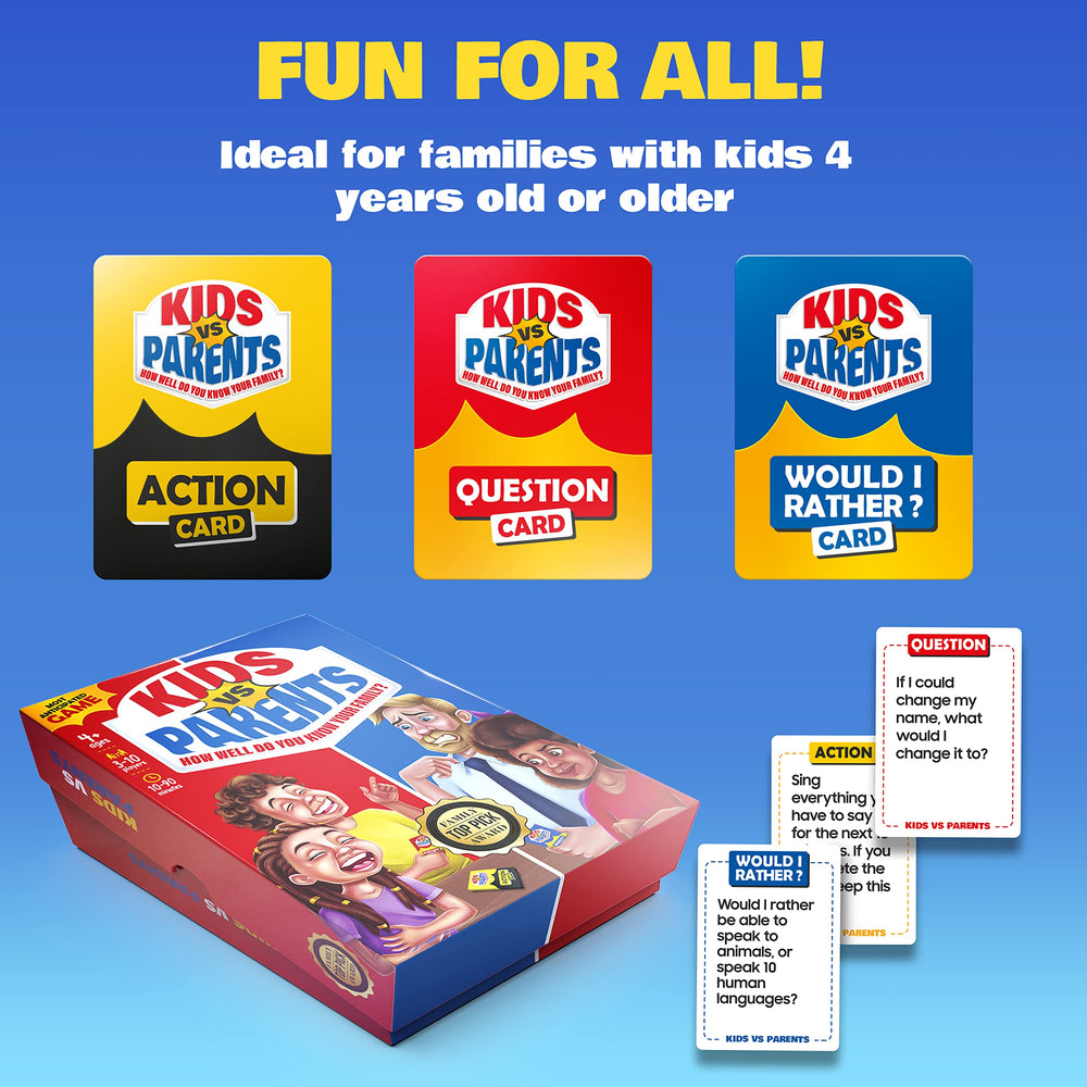 Kids VS Parents gift-ready packaging invites holidays and birthdays.