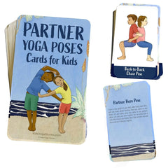 Kids Yoga Stories partner yoga pose card shows two kids balancing together.