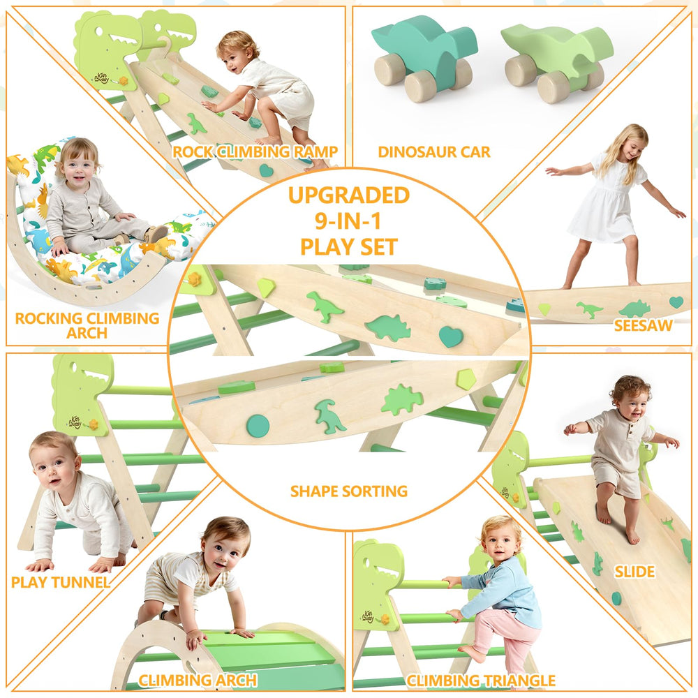 KidsBuddy Pikler Triangle seesaw promotes balance and cooperative toddler play