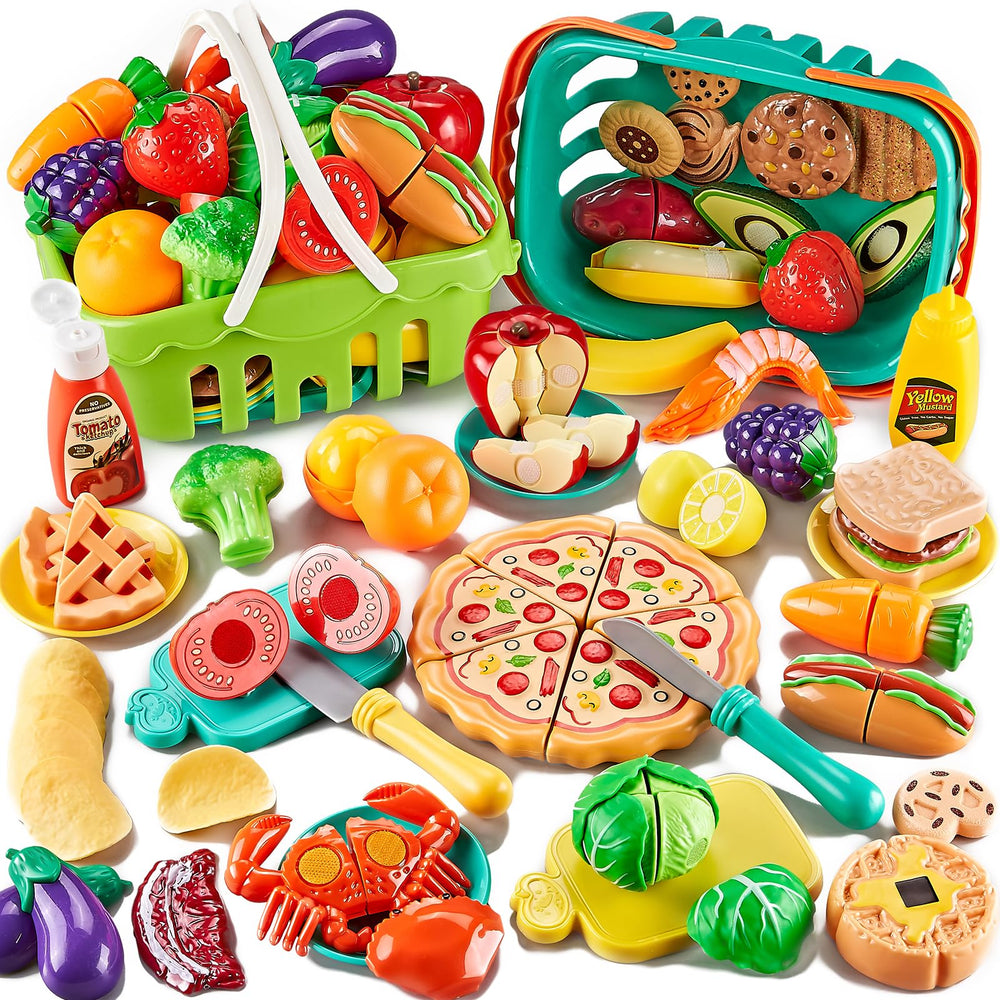 Kidsciety 85pc pretend food set pizza slice for imaginative play and fine motor skills.