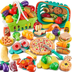 Kidsciety 85pc pretend food set pizza slice for imaginative play and fine motor skills.