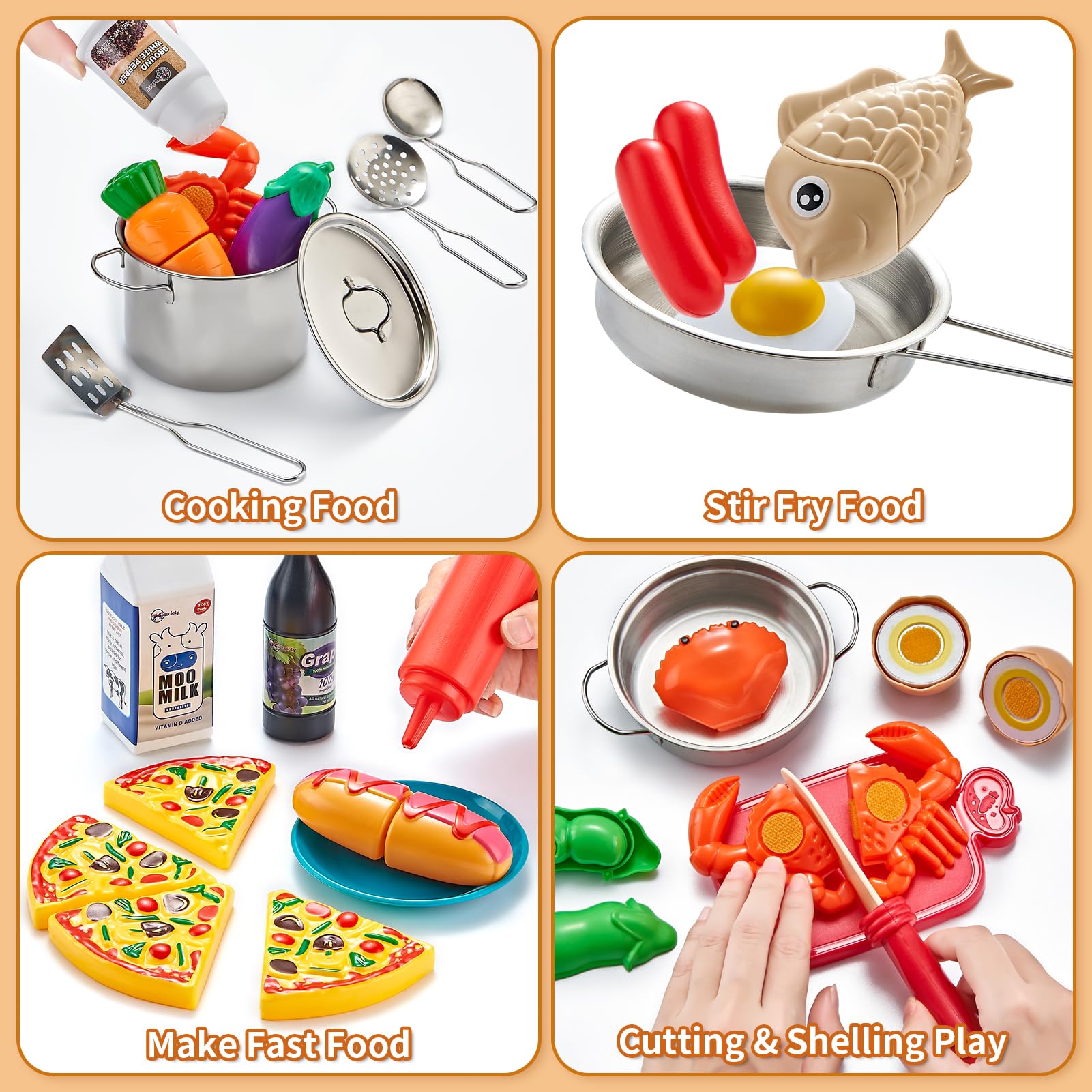 Kidsciety cuttable toy food for slicing and peeling practice